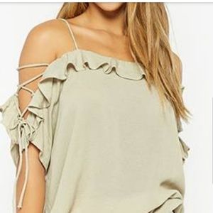 Green off the shoulder top